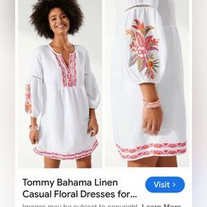 Tommy Bahama White Floral Embroidered Dress